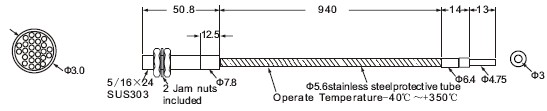 FFGT3-BT23SM900玻璃光纤尺寸图